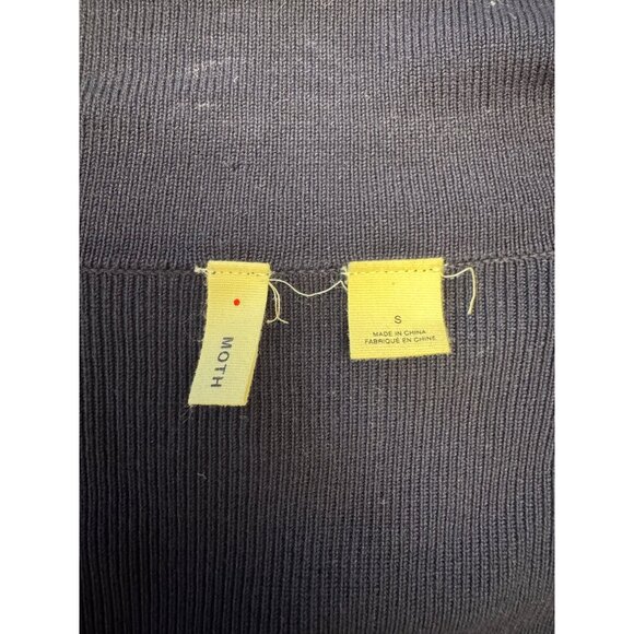 Moth Sweater Anthropolgie S Navy Knit Cardigan  Notched Collar Stretch - Picture 3 of 7